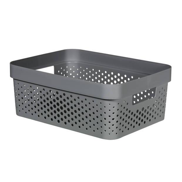 Curver infinity box dots 11 ltr. - 100% Recycled donkergrijs-KETER BENELUX-Bouwhof shop (6171996160176)