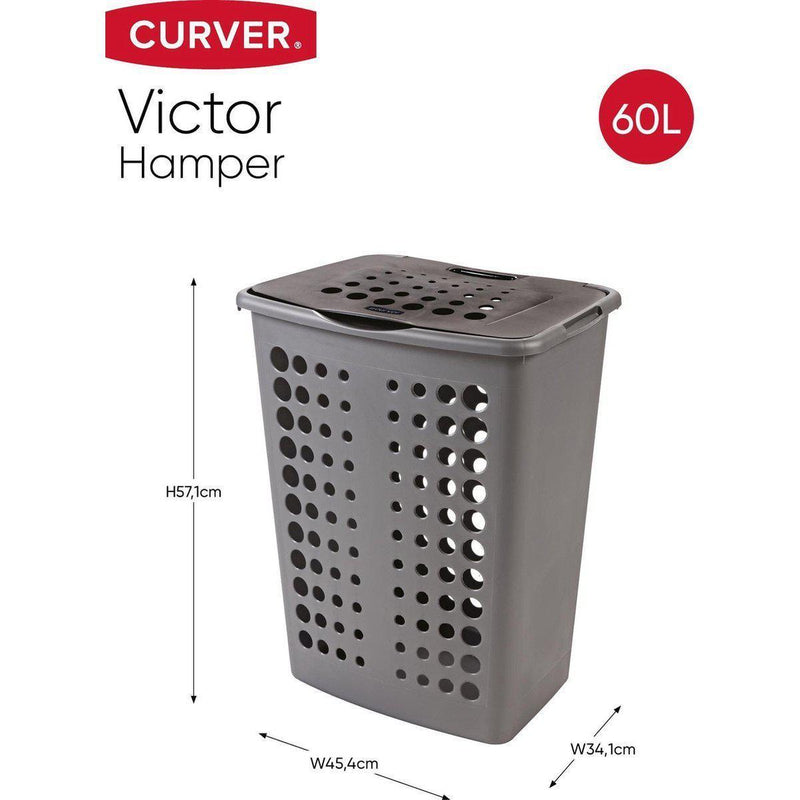 Curver victor wasbox 60 ltr. Zilver / antraciet-KETER BENELUX-Bouwhof shop (6171995209904)