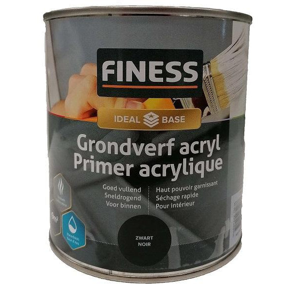 Finess Grondverf Acryl binnen zwart 750 ml-SIER PLEISTER SPECIALIST (18400)-Bouwhof shop