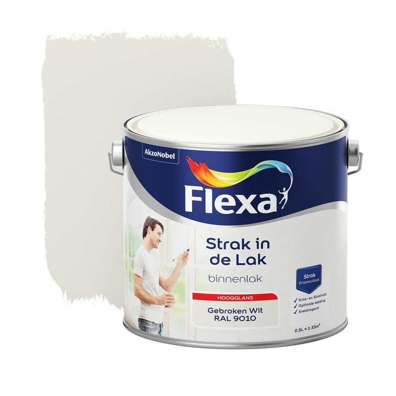 Flexa strak in de lak watergedragen zijdeglans gebr wit ral9010 2.5L-AKZO NOBEL COATINGS (verf & behang)-Bouwhof shop (6169024430256)