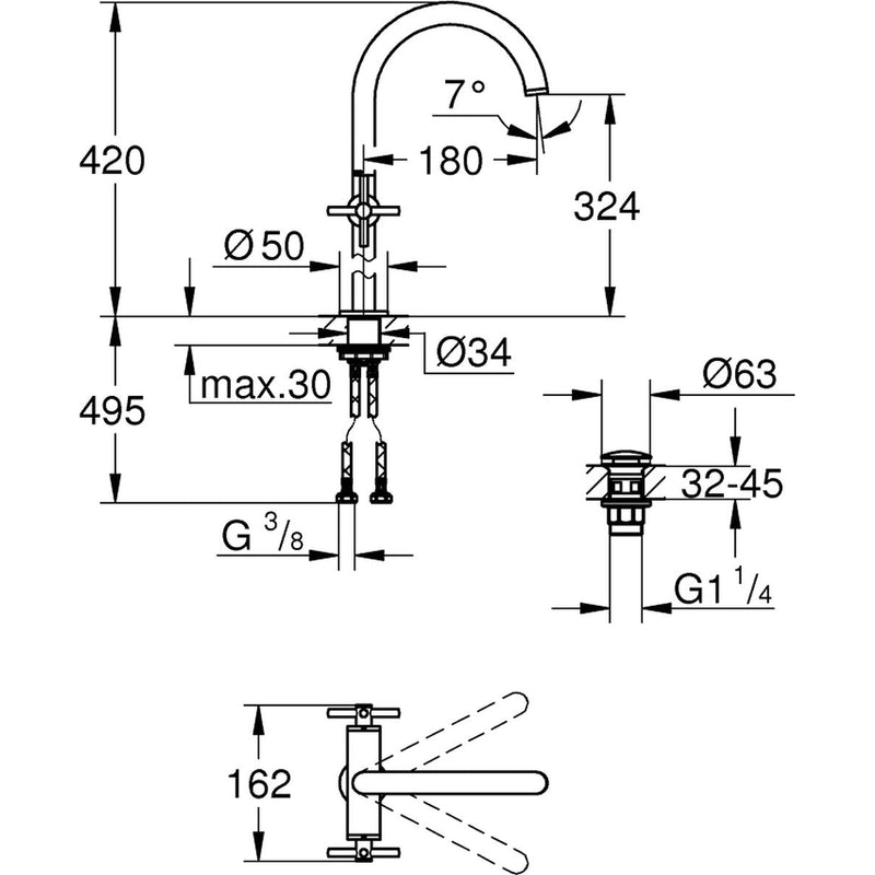 GROHE Atrio wastafelkraan - Extra hoge draaibare uitloop - Met waste - Chroom-TECHNISCHE UNIE [BO] (sanitair) 1404748-Bouwhof shop