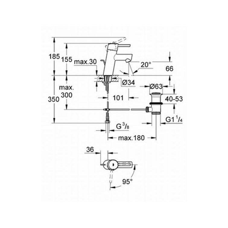 GROHE WASTAFELMENGKRAAN CONCETTO +W-TECHNISCHE UNIE [BO] (sanitair) 1404748-Bouwhof shop (6702508834992)