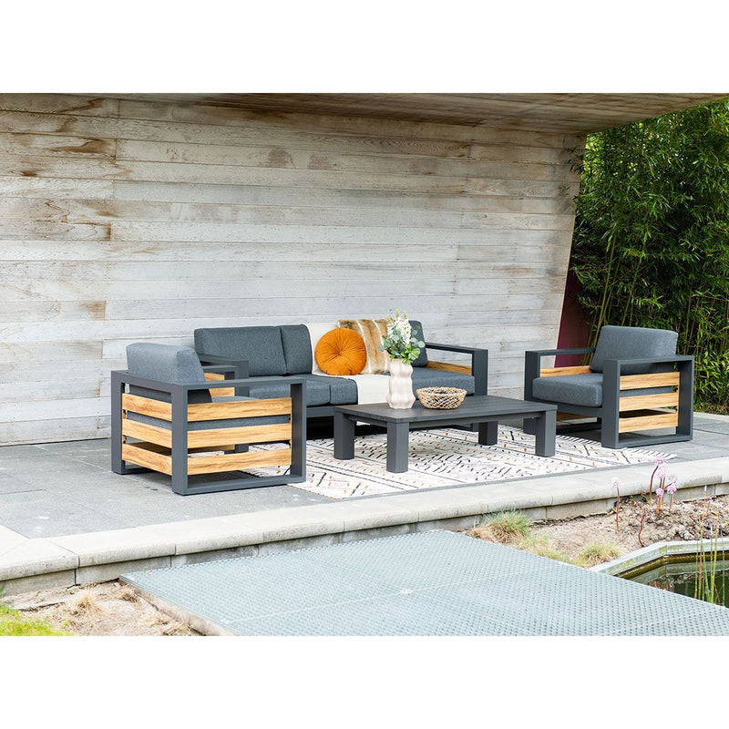 Garden Impressions Solo lounge fauteuil, teak en grijs-GARDEN IMPRESSIONS-Bouwhof shop