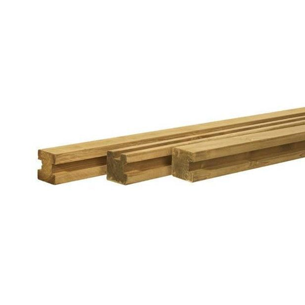 Grenen sleufpaal 8.8x8.8x270 cm. tbv 28 mm profielplanken eindpaal groen geïmpregneerd-WOODVISION [BO]-Bouwhof shop (6699764449456)