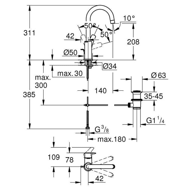 Grohe Eurosmart wastafelmengkraan L-Size-TECHNISCHE UNIE [BO] (sanitair) 1404748-Bouwhof shop