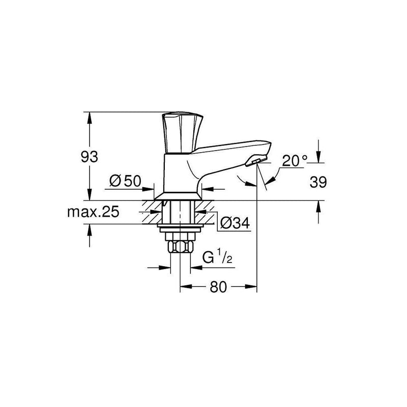 GROHE Costa L toiletkraan, chroom-TECHNISCHE UNIE [BO] (sanitair) 1404748-Bouwhof shop (6135296360624)