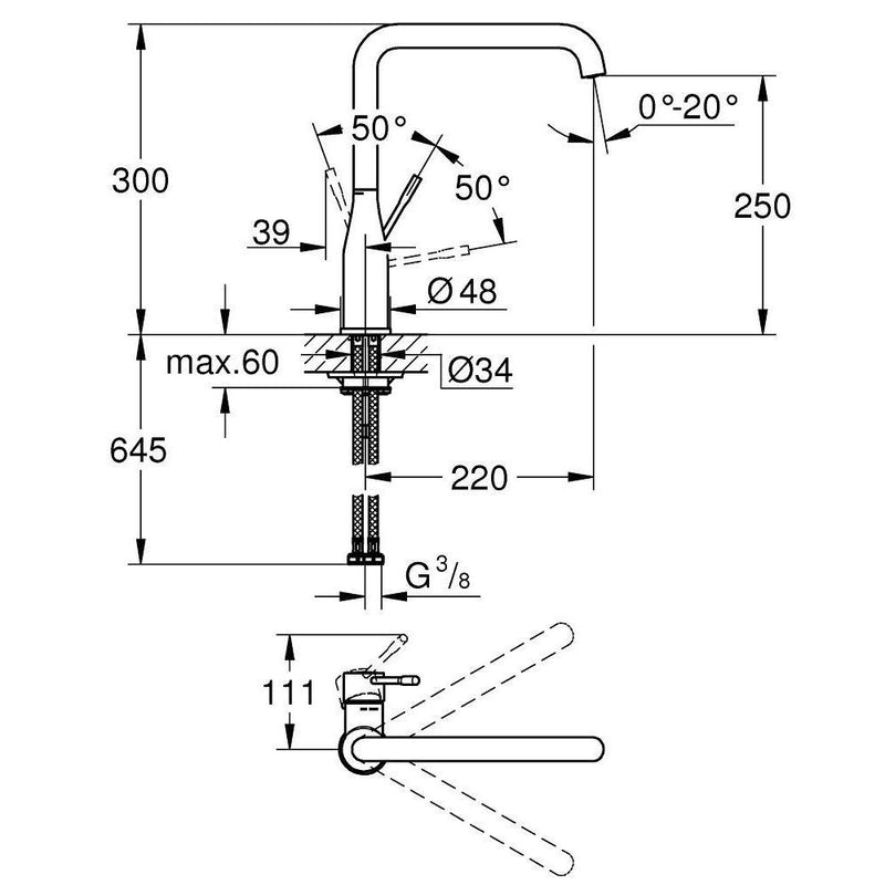 GROHE Essence keukenmengkraan, chroom-TECHNISCHE UNIE [BO] (sanitair) 1404748-Bouwhof shop (6135148904624)