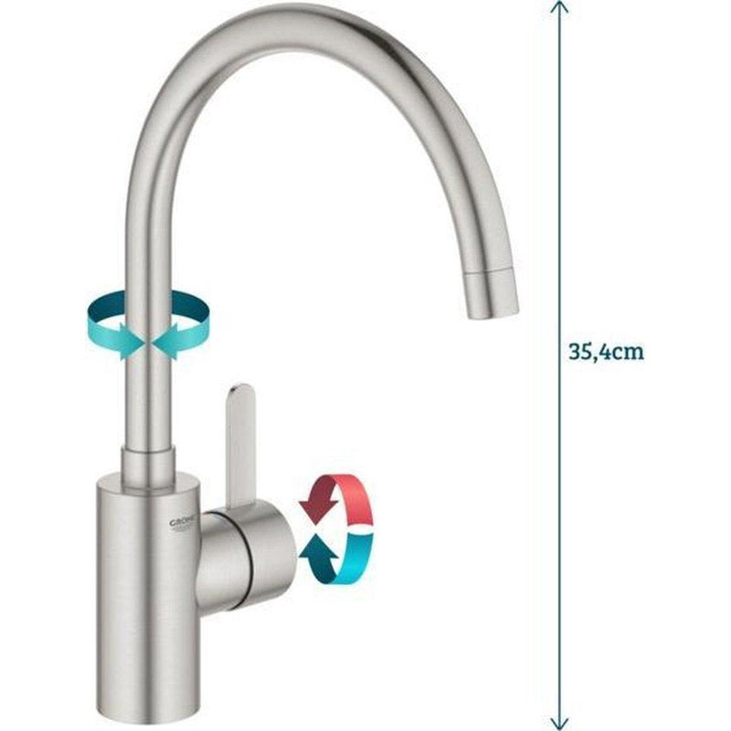 Grohe eurosmart cosmopolitan keukenmengkraan, supersteel (rvs look)-TECHNISCHE UNIE [BO] (sanitair) 1404748-Bouwhof shop (6135149822128)