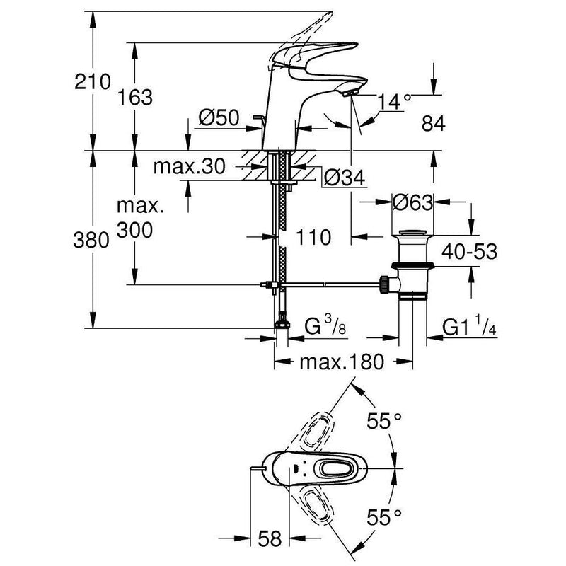 GROHE Eurostyle wastafelmengkraan S, chroom-TECHNISCHE UNIE [BO] (sanitair) 1404748-Bouwhof shop (6135149691056)