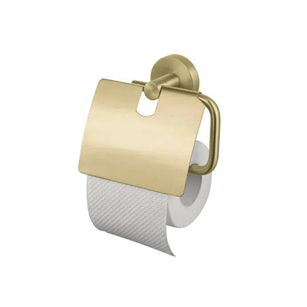 Haceka Kosmos toiletrolhouder met klep geborsteld goud-FETIM GROUP (sanitair)-Bouwhof shop
