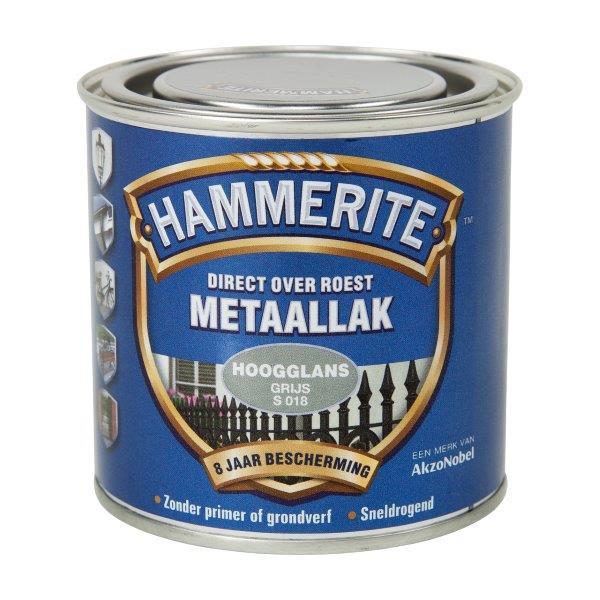 HAMMERITE METAALLAK HOOGGLANS GRIJS -250ML-AKZO NOBEL COATINGS (verf & behang)-Bouwhof shop (6169021677744)