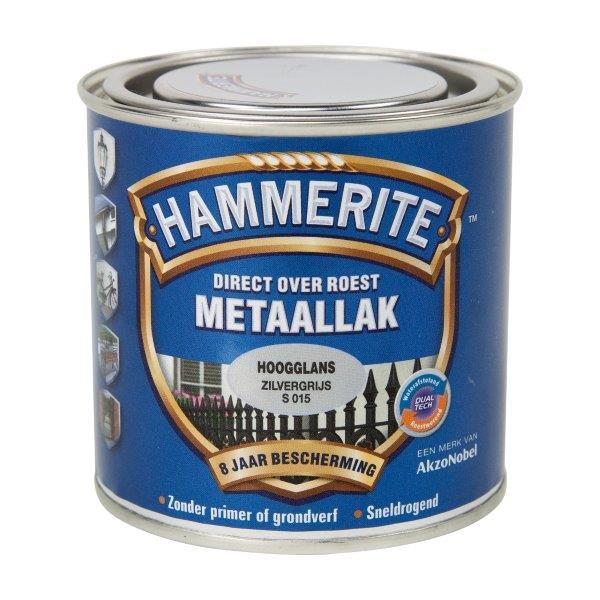 HAMMERITE METAALLAK HOOGGLANS ZILVER S-015 -250ML-AKZO NOBEL COATINGS (verf & behang)-Bouwhof shop (6169021350064)