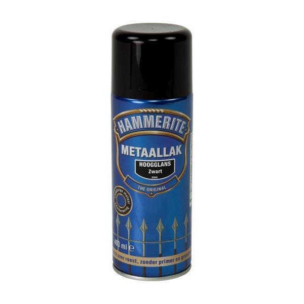 HAMMERITE METAALLAK HOOGGLANS ZWART S-060 -400ML-AKZO NOBEL COATINGS (verf & behang)-Bouwhof shop (6169021186224)