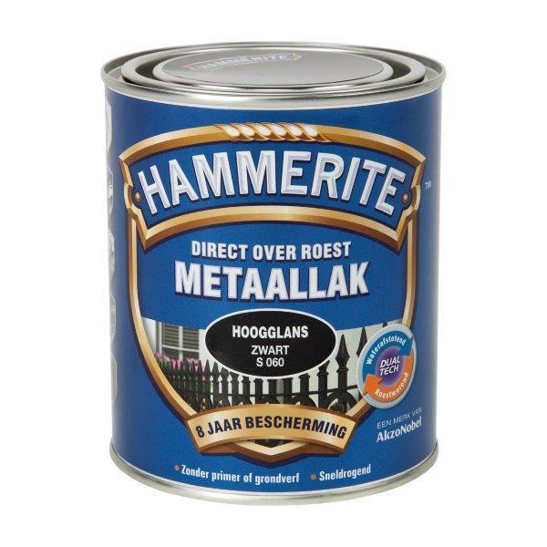 HAMMERITE METAALLAK HOOGGLANS ZWART S-060 -750ML-AKZO NOBEL COATINGS (verf & behang)-Bouwhof shop (6169021153456)