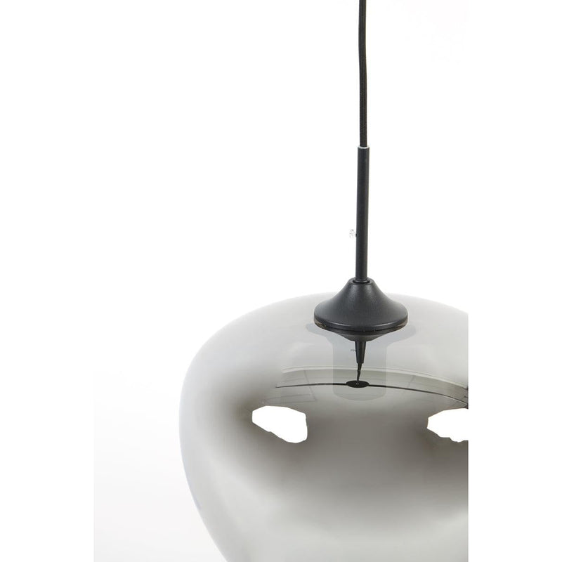 Hanglamp  30x25 cm MAYSON mat zwart+glas smoke (7083849482416)