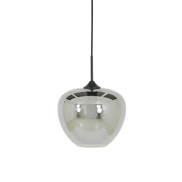 Hanglamp  30x25 cm MAYSON mat zwart+glas smoke (7083849482416)