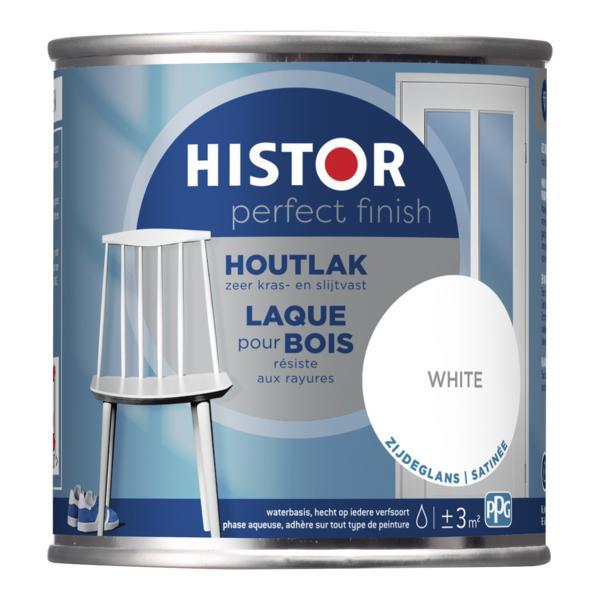 HISTOR PERFECT FINISH HOUTLAK WHITE ZIJDEGLANS 250 ML.-LUIJTEN VVZ-Bouwhof shop (6146869625008)