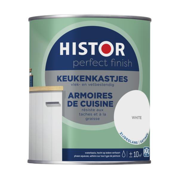 HISTOR PERFECT FINISH LAK KEUKENKASTJES WHITE ZIJDEGLANS 750 ML.-LUIJTEN VVZ-Bouwhof shop (6146871460016)