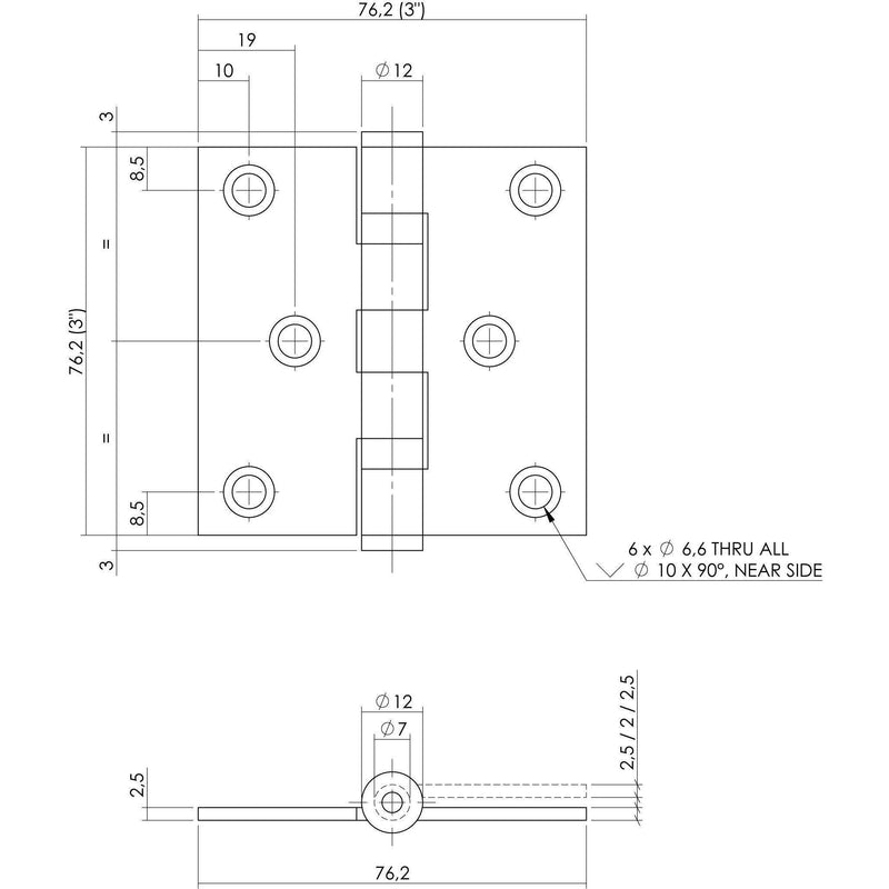 KOGELLAGERSCHARNIER RECHT 3 (76X76X2.5) RVS-VAN LEEUWEN INT. | INTERSTEEL [BO]-Bouwhof shop (6179641491632)