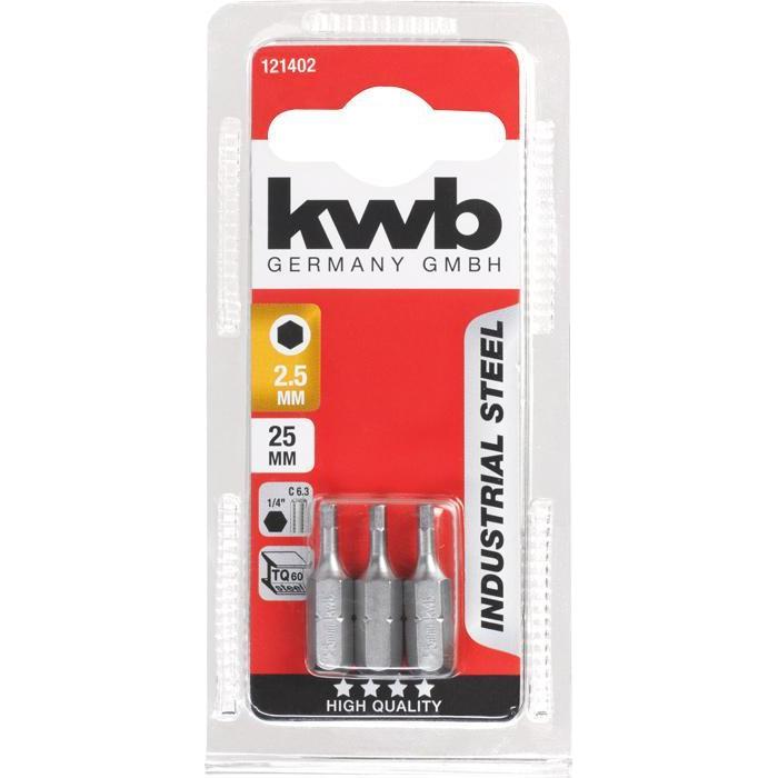 KWB Industrial Steel bit 25 mm. zeskant 2.5 mm. (3 stuks)-KWB | EINHELL-Bouwhof shop (6138143539376)