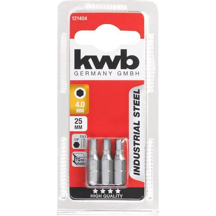 KWB Industrial Steel bit 25 mm. zeskant 4.0 mm. (3 stuks)-KWB | EINHELL-Bouwhof shop (6138127745200)