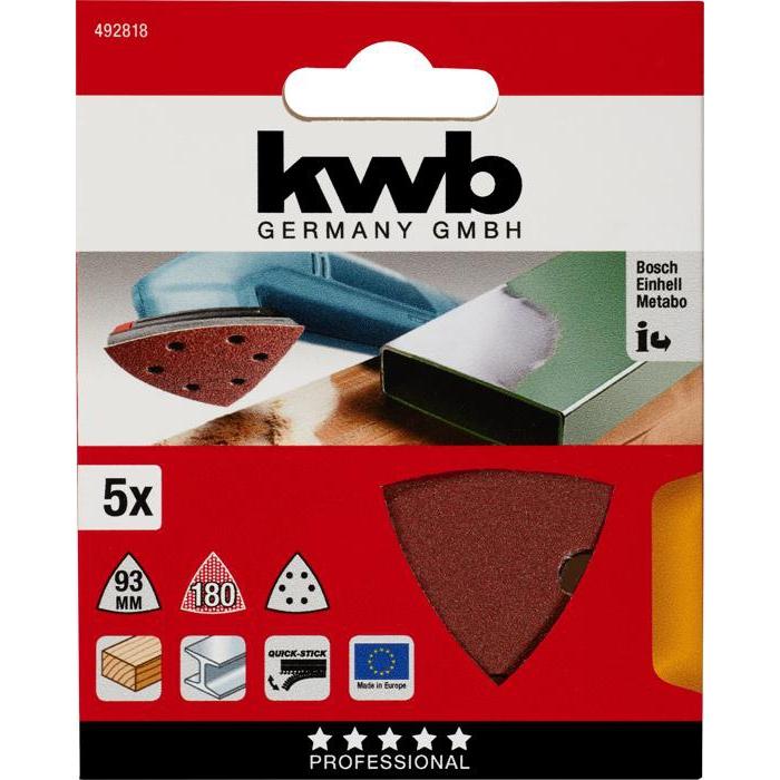 KWB Quick-Stick schuurschijf 93 mm. K180 (5 stuks)-KWB | EINHELL-Bouwhof shop (6138084393136)