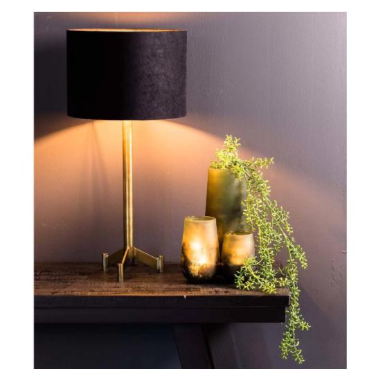 Lampenkap cilinder velours zwart-taupe, 25 cm-LIGHT & LIVING [BO] (verlichting)-Bouwhof shop (6198331343024)