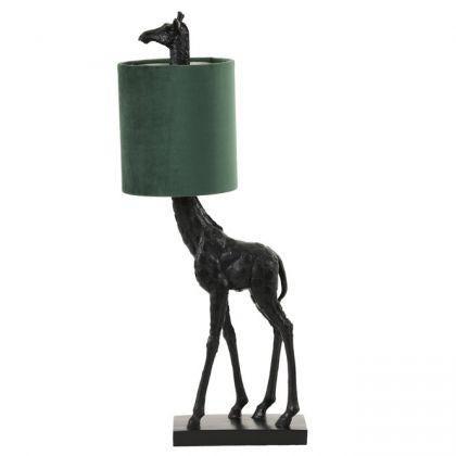 Tafellamp 26x16x61 cm GIRAFFE zwart + velvet donker groen-LIGHT & LIVING [BO] (verlichting)-Bouwhof shop (6969690161328)