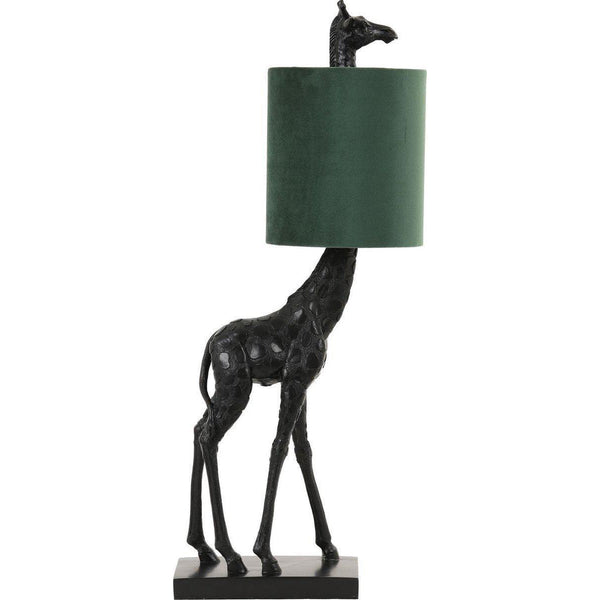 Tafellamp 26x16x61 cm GIRAFFE zwart + velvet donker groen-LIGHT & LIVING [BO] (verlichting)-Bouwhof shop (6969690161328)