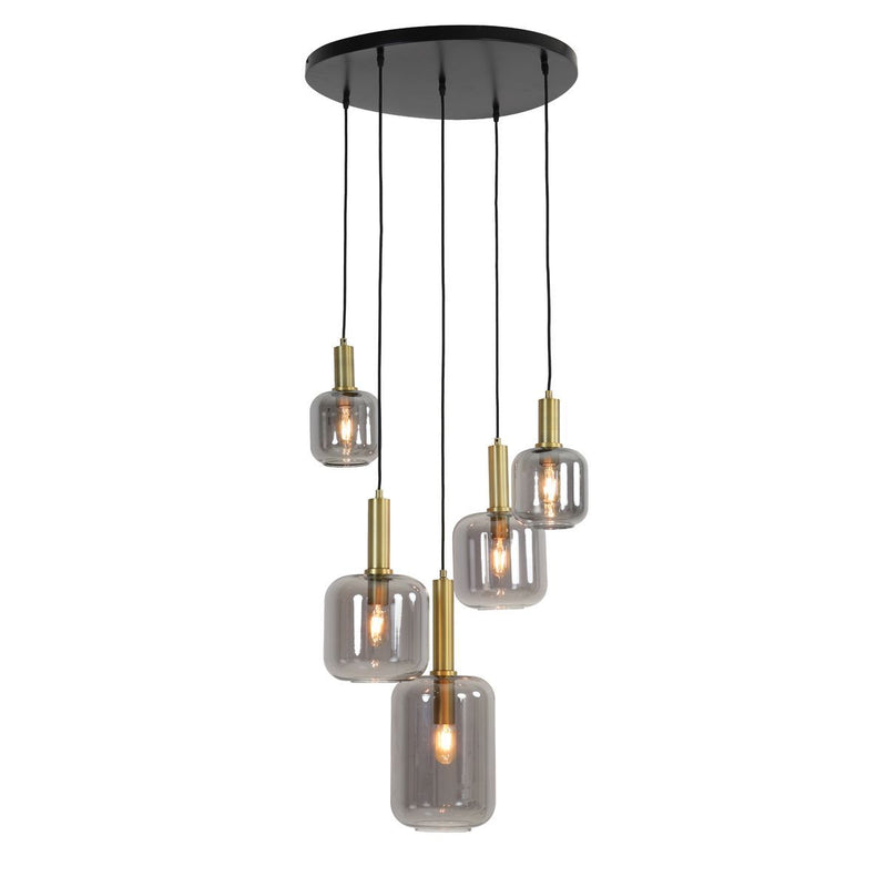 Hanglamp 5L 66x80 cm LEKAR antiek brons+smoke glas-LIGHT & LIVING [BO] (verlichting)-Bouwhof shop (6766268481712)
