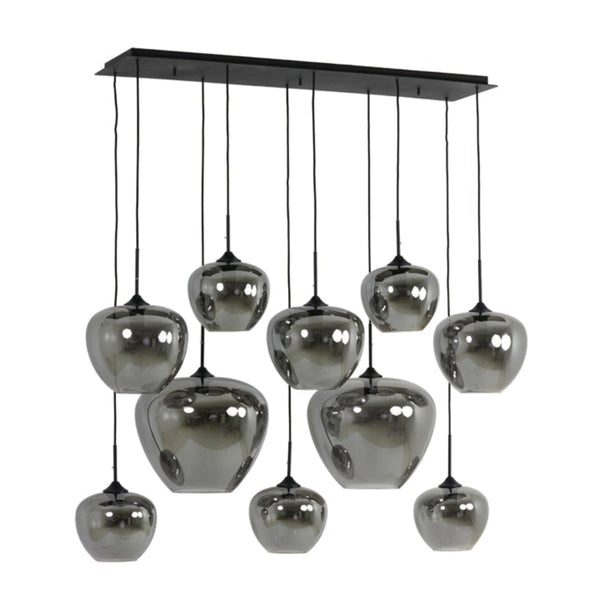 Hanglamp 10L 120x60x110 cm MAYSON mat zwart+glas smoke-LIGHT & LIVING [BO] (verlichting)-Bouwhof shop (7026966560944)