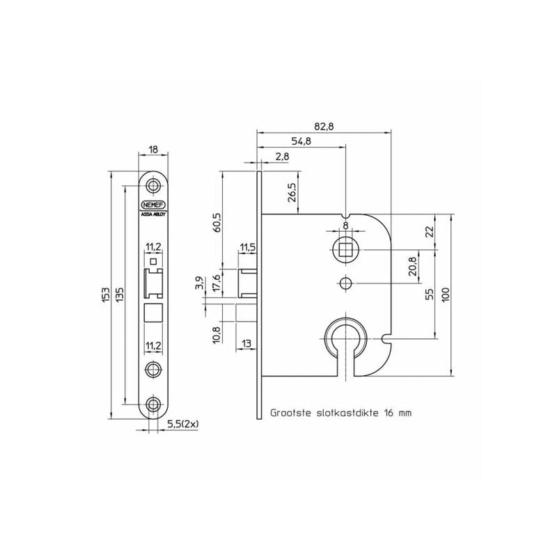 Nemef binnendeur insteekslot bsw 1449/4-55 pc55 rs-NAUTA (deuren)-Bouwhof shop (6143412961456)