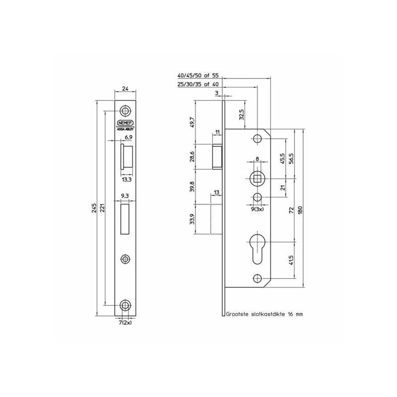 Nemef smalslot bsw 8691/14-25 pc72 ls-NAUTA (deuren)-Bouwhof shop (6572950913200)