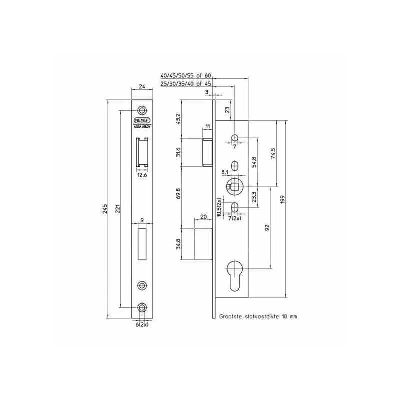 Nemef smalslot bsw 9603/07-35 pc92 rs-NAUTA (deuren)-Bouwhof shop (6572951077040)