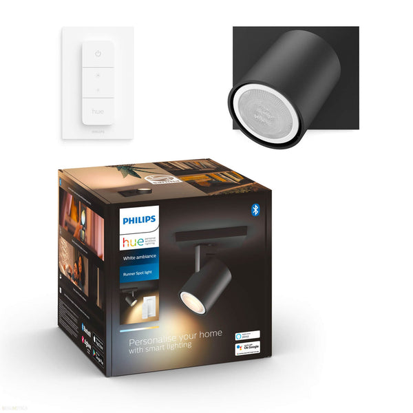 Philips Hue Runner opbouwspot - warm tot koelwit licht - 1-spot - zwart - 1 dimmer switch-PHILIPS NEDERLAND [BO] (verlichting)-Bouwhof shop (7005891297456)