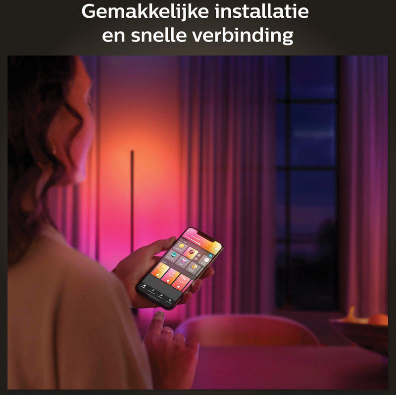 Philips Hue gradient Signe vloerlamp - wit en gekleurd licht - zwart-PHILIPS NEDERLAND [BO] (verlichting)-Bouwhof shop (6933746909360)