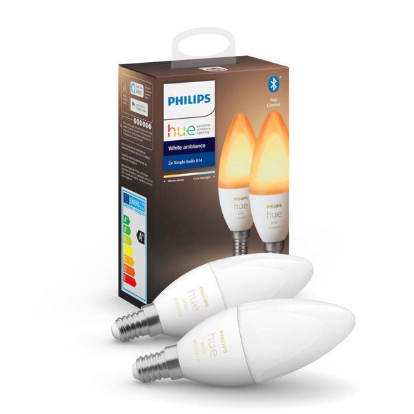 Philips Hue kaarslamp - warm tot koelwit licht - 2-pack - E14-PHILIPS NEDERLAND [BO] (verlichting)-Bouwhof shop (6969702088880)