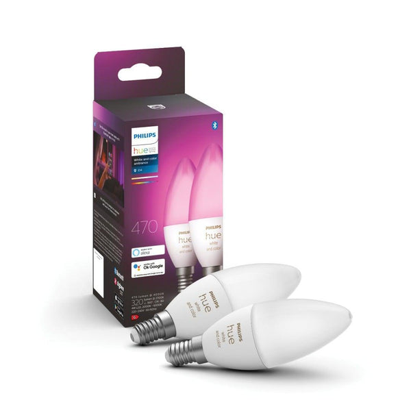 Philips Hue kaarslamp - wit en gekleurd licht - 2-pack - E14-PHILIPS NEDERLAND [BO] (verlichting)-Bouwhof shop (7001166643376)