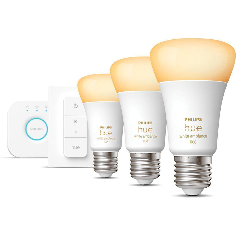 Philips Hue starterkit - warm tot koelwit licht - 3 lampen - E27 - 1100lm - 1 dimmer switch-PHILIPS NEDERLAND [BO] (verlichting)-Bouwhof shop (6933747859632)