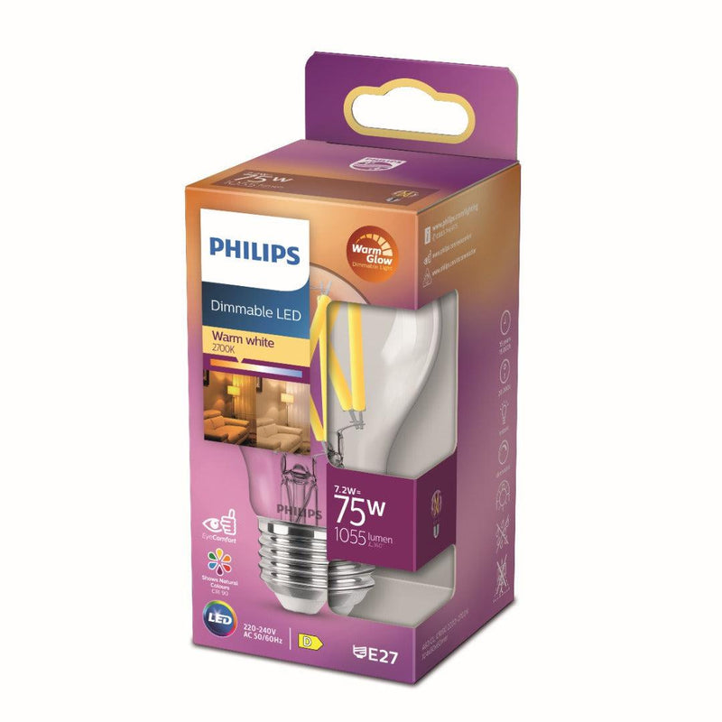 Philips LED Lamp Transparant 75W E27 Dimbaar Warm Wit Licht-PHILIPS NEDERLAND [BO] (lichtbronnen)-Bouwhof shop (7026964496560)