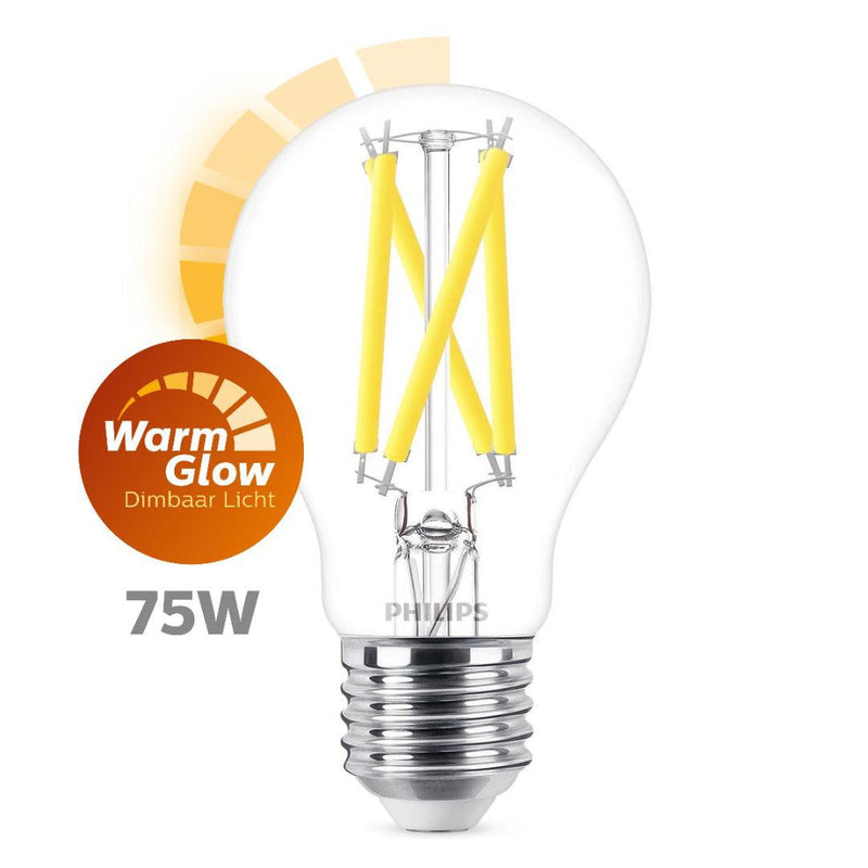 Philips LED Lamp Transparant 75W E27 Dimbaar Warm Wit Licht-PHILIPS NEDERLAND [BO] (lichtbronnen)-Bouwhof shop (7026964496560)