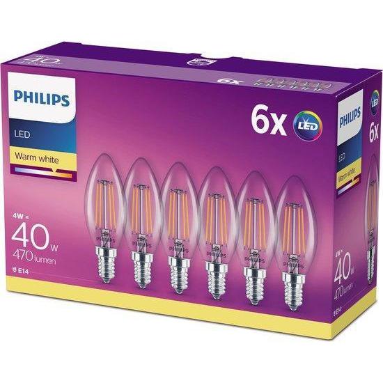 PHILIPS LED CLASSIC 40W B35 E14 WW CL ND 6CT/4-PHILIPS NEDERLAND (lichtbronnen)-Bouwhof shop (6606411595952)