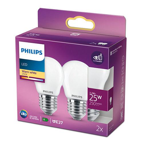 PHILIPS LED KOGELLAMP E27 MAT 25W WARM WIT LICHT (2 STUKS)-PHILIPS NEDERLAND (lichtbronnen)-Bouwhof shop (6147895591088)