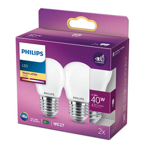 PHILIPS LED KOGELLAMP E27 MAT 40W WARM WIT LICHT (2 STUKS)-PHILIPS NEDERLAND (lichtbronnen)-Bouwhof shop (6147895525552)