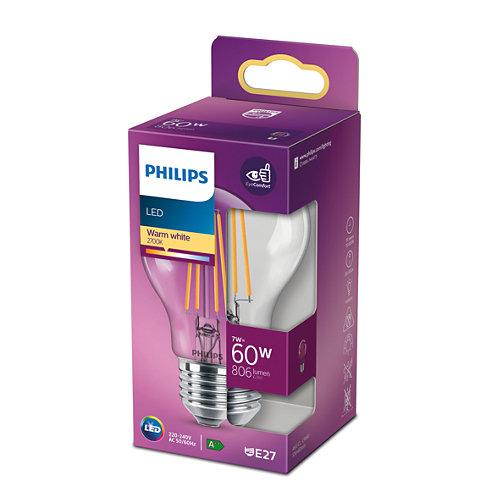 PHILIPS LED LAMP E27 TRANSPARANT 60W WARM WIT LICHT-PHILIPS NEDERLAND (lichtbronnen)-Bouwhof shop (6147893788848)