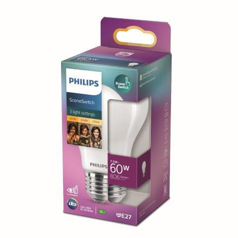 PHILIPS LED SCENESWITCH LAMP E27 MAT 60W WARM WIT LICHT-PHILIPS NEDERLAND (lichtbronnen)-Bouwhof shop (6147889561776)