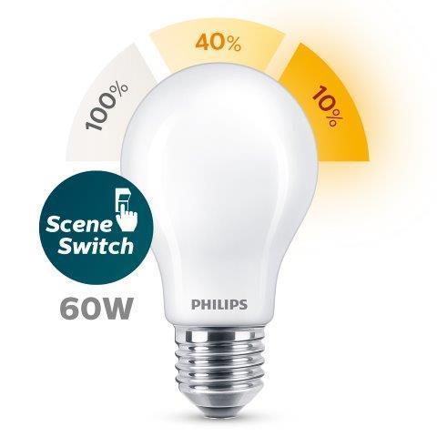 PHILIPS LED SCENESWITCH LAMP E27 MAT 60W WARM WIT LICHT-PHILIPS NEDERLAND (lichtbronnen)-Bouwhof shop (6147889561776)