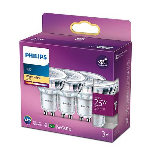 PHILIPS LED SPOT GU10 25W WARM WIT LICHT (3 STUKS)-PHILIPS NEDERLAND (lichtbronnen)-Bouwhof shop (6147896082608)