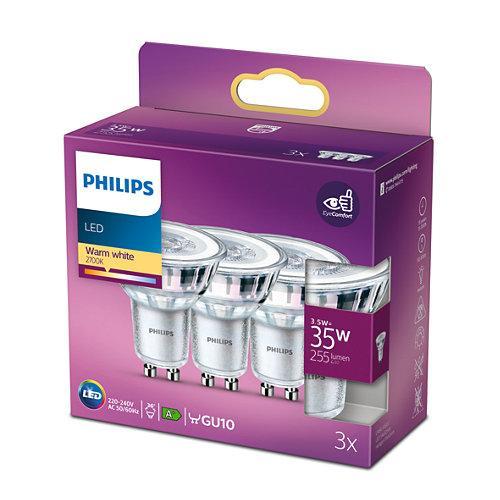 PHILIPS LED SPOT GU10 35W WARM WIT LICHT (3 STUKS)-PHILIPS NEDERLAND (lichtbronnen)-Bouwhof shop (6147896049840)