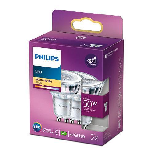 PHILIPS LED SPOT GU10 50W WARM WIT LICHT (2 STUKS)-PHILIPS NEDERLAND (lichtbronnen)-Bouwhof shop (6147895066800)